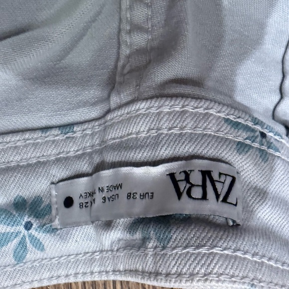 Zara Light Blue Marine Floral High Rise Jeans size 6 - Picture 9 of 10